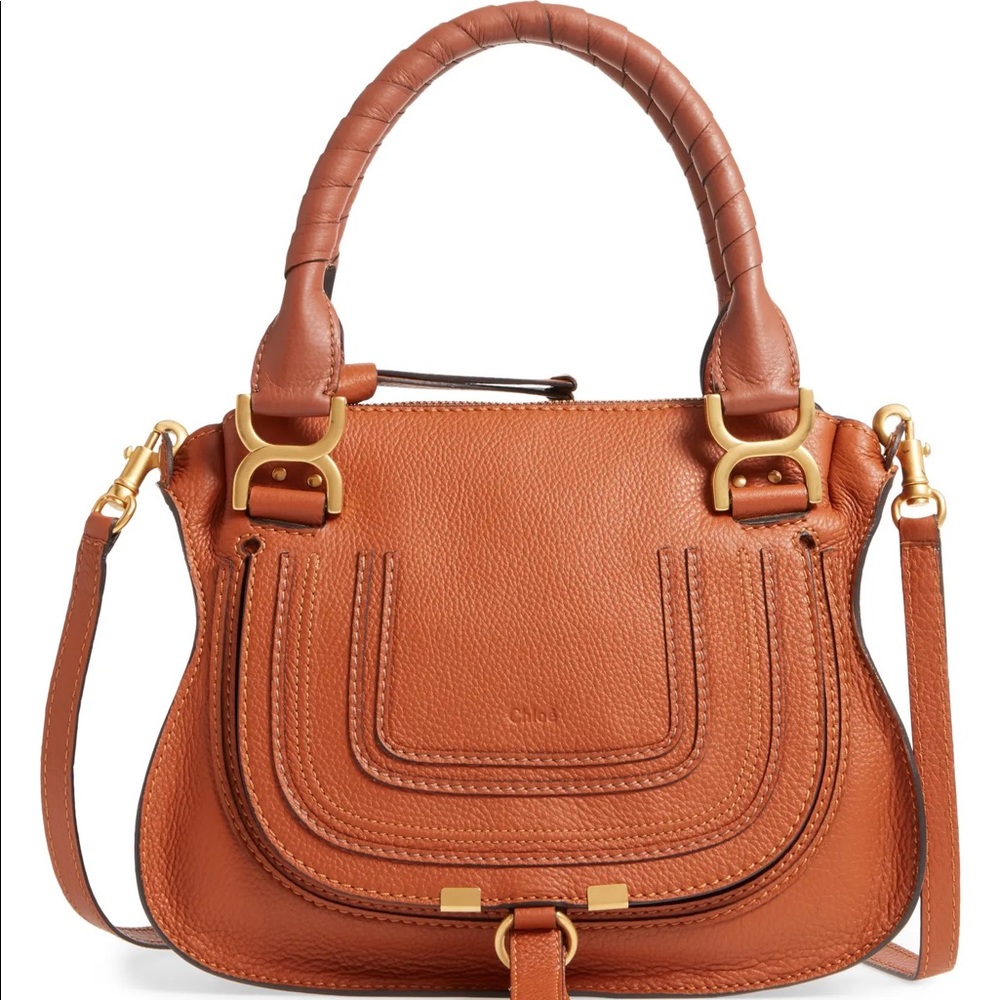 Chloe Small Marcie Leather Satchel in Tan